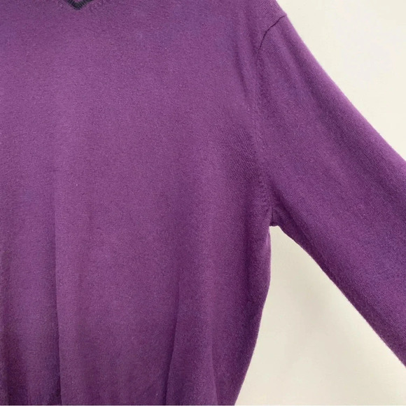 Jos A Bank Cotton Cashmere V Neck Sweater Men Medium Purple Long Sleeve Preppy - Picture 4 of 12